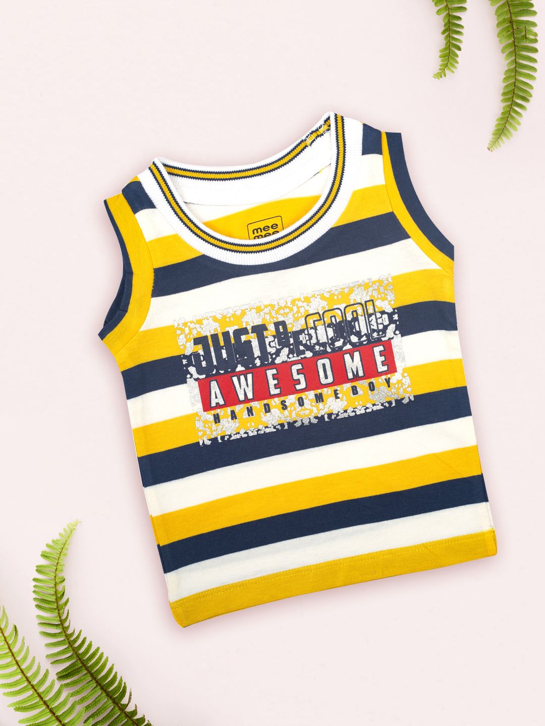 MeeMee Boys Yellow Striped Applique T-shirt – Me n Moms