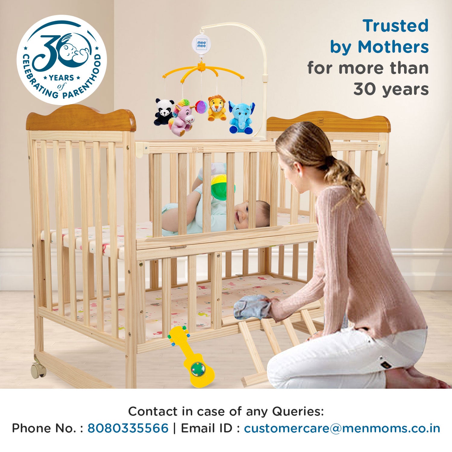 Mee Mee Spacious Extendable Swinging Baby Cot Bed Rocking Baby Crib