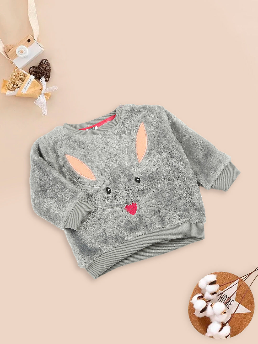 Meemee Adorable Baby Sweater in Dark Grey with Bunny Face Design – Me n ...