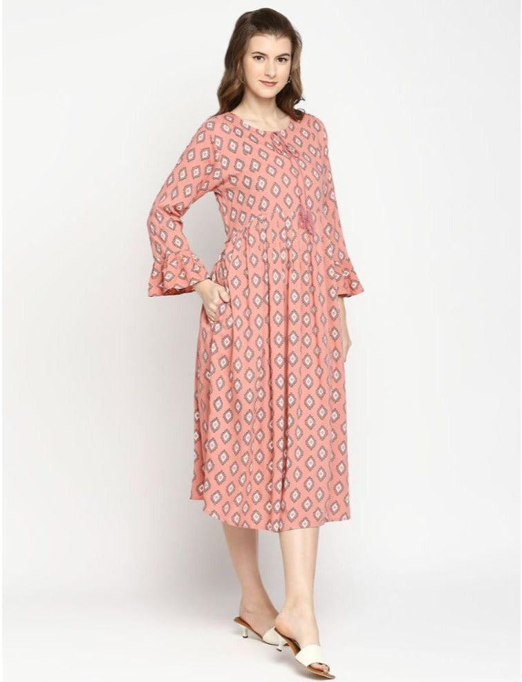 Buy Maternity Comfortable Dress Peach Online in India Me n Moms