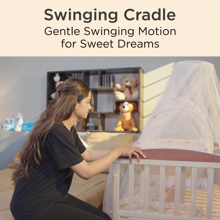 Buy Baby Wooden Cot (Swing Mosquito Net) Online in India Me n Moms