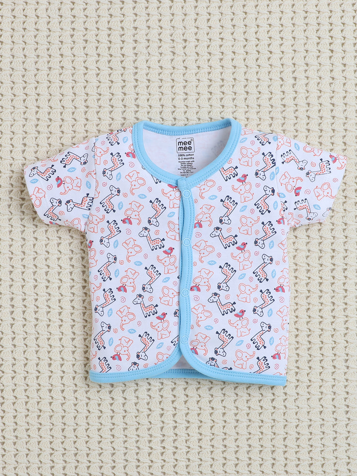 Babyhug 100% Cotton Woven Sleeveless Front Open Jhablas with Floral Prints Pack of 3 - Blue Pink & Yellow main image 0