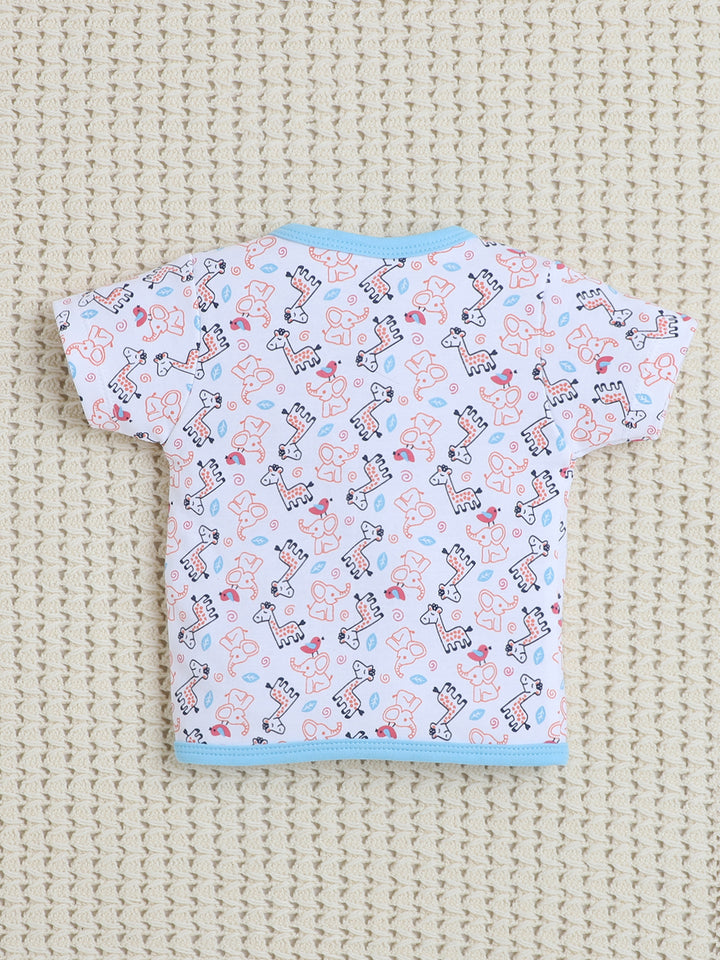 Babyhug 100% Cotton Woven Sleeveless Front Open Jhablas with Floral Prints Pack of 3 - Blue Pink & Yellow main image 1