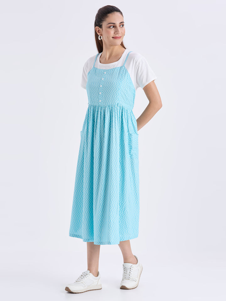 Mee Mee Light Blue Cotton Maternity Dress with Pockets – Soft & Stylis