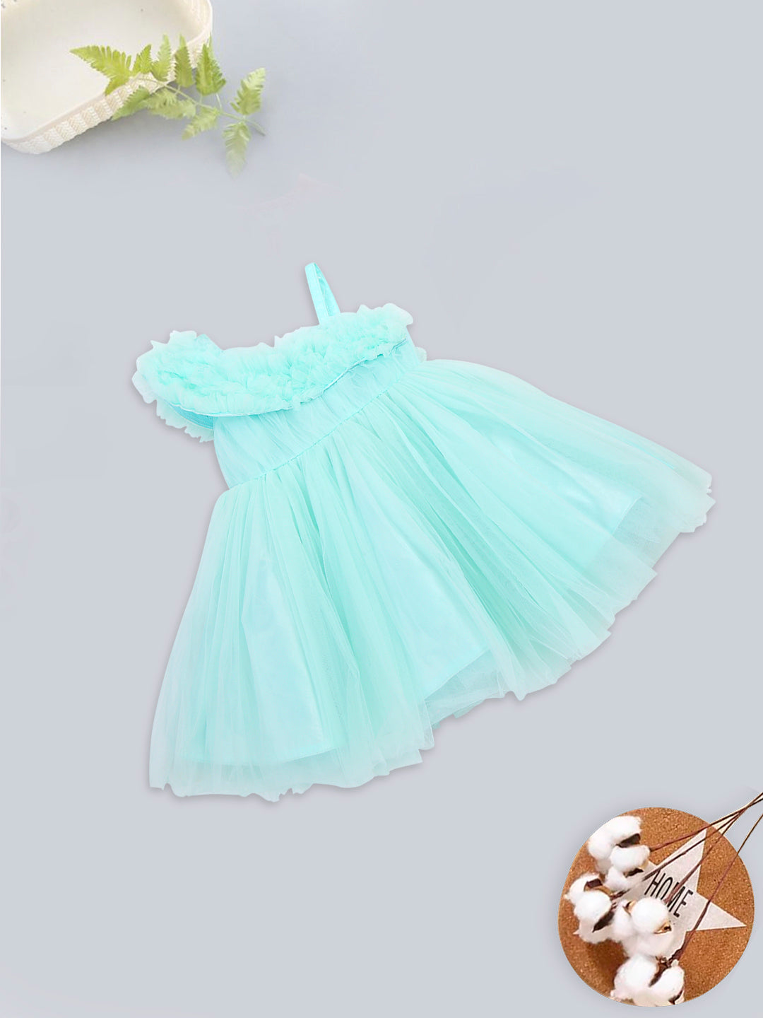 Meemee's Delightful Mint Green Tulle Dress for Baby Girls