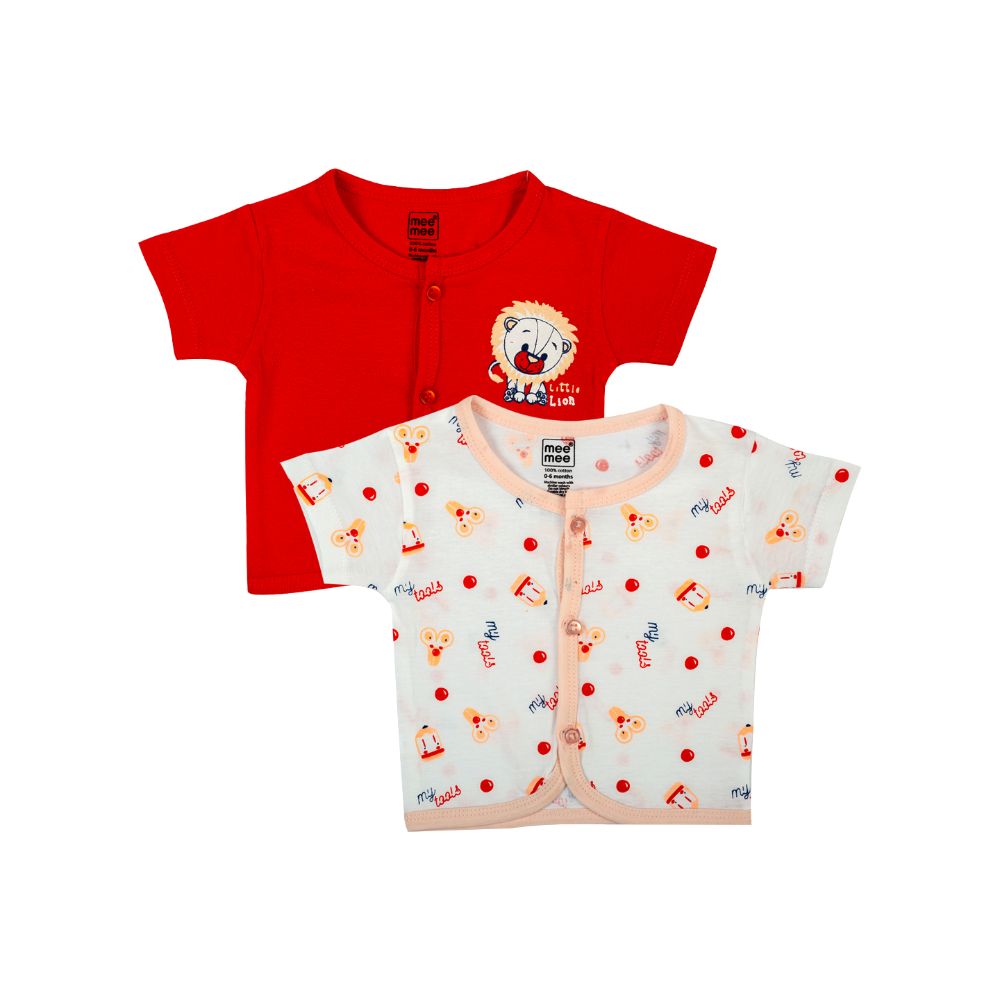 Short Sleeve Jabla Pack Of 2 -Red &Amp White Printed