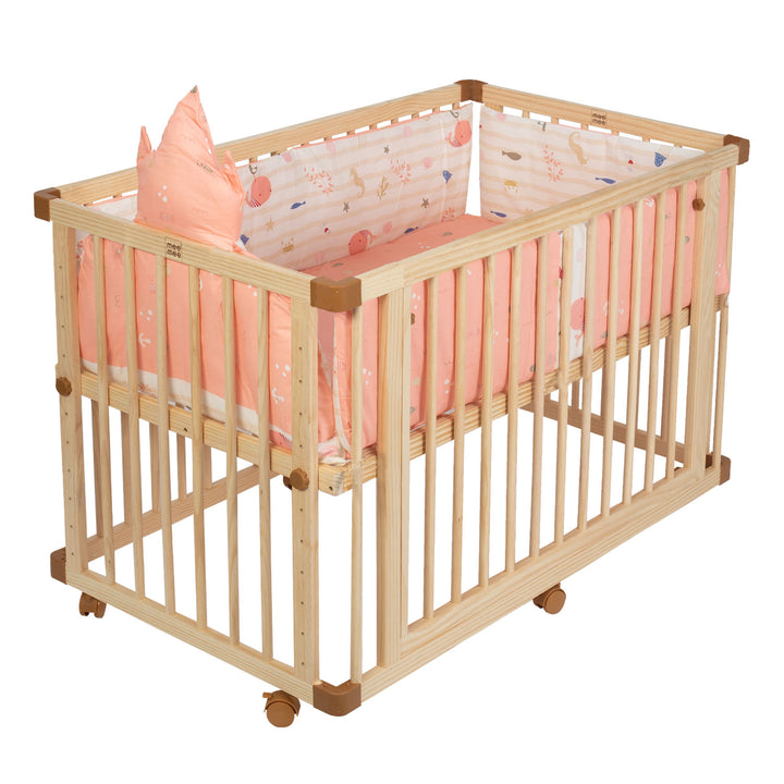 Buy Dreamy Love Spacious Wooden Baby Cot/Baby Crib with soft