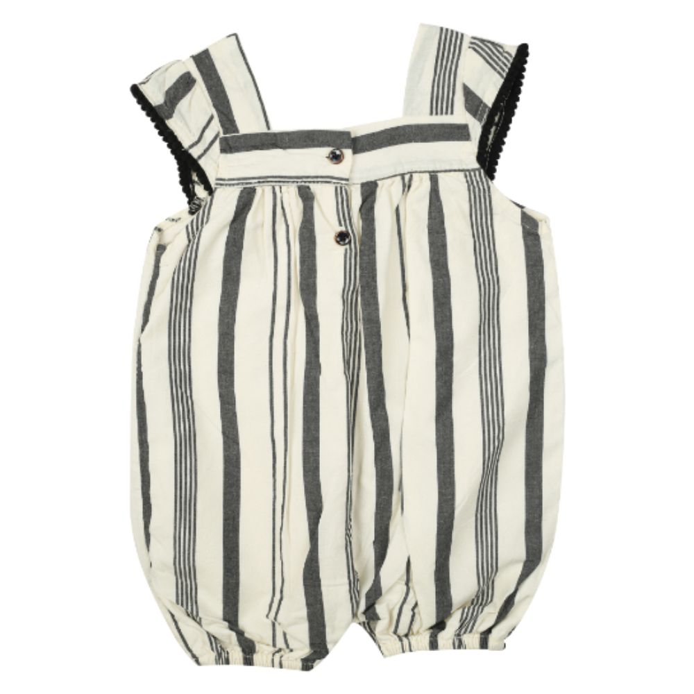 Girls Sleeveless DungareeOffwhite Black