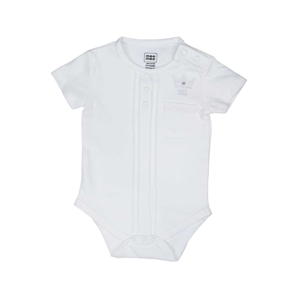 Short Sleeve Unisex Bodysuit - White