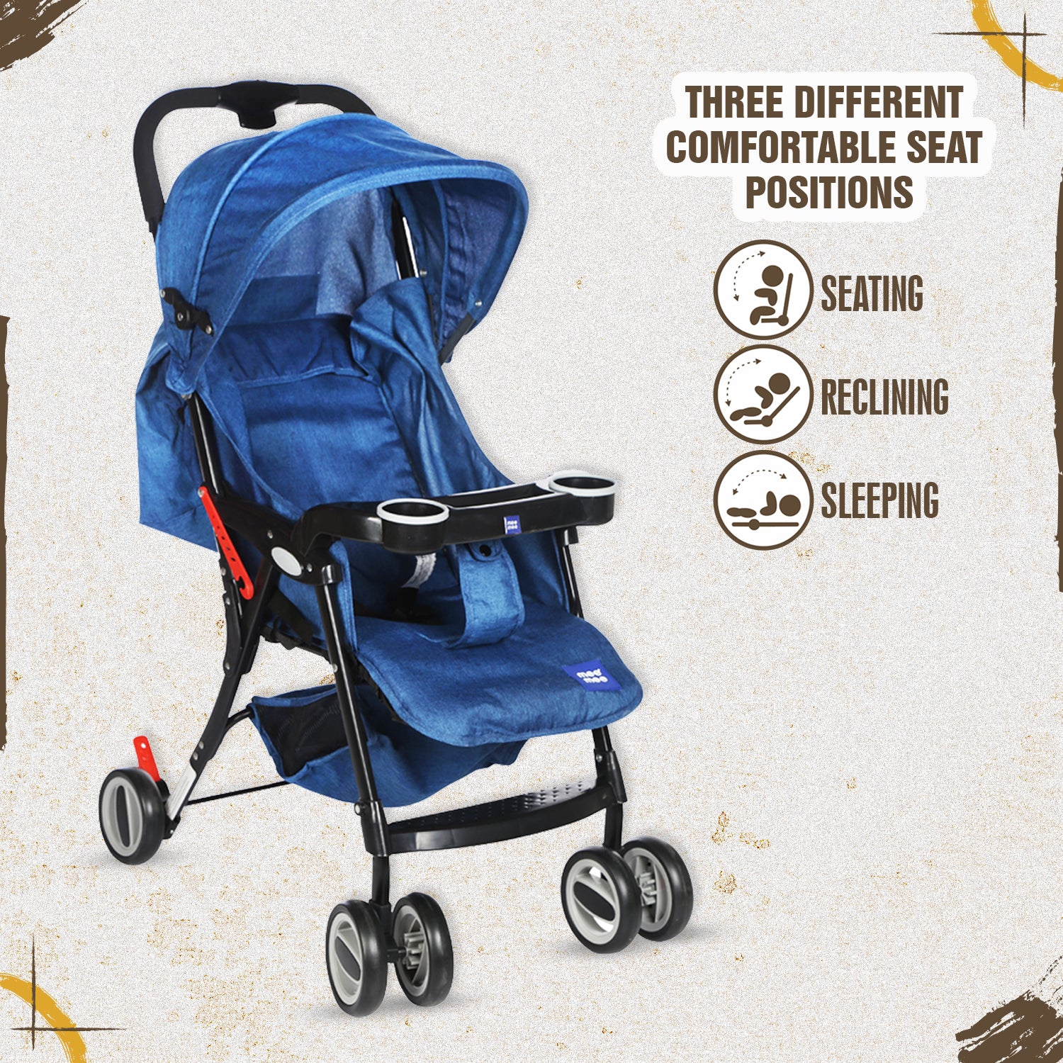 Buy Compact Folding Baby Pram with Multiple Seating Position (Blue ...