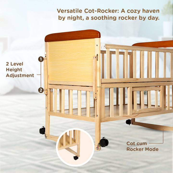 Buy Rocking Wooden Baby Cot with Mosquito Online in India
