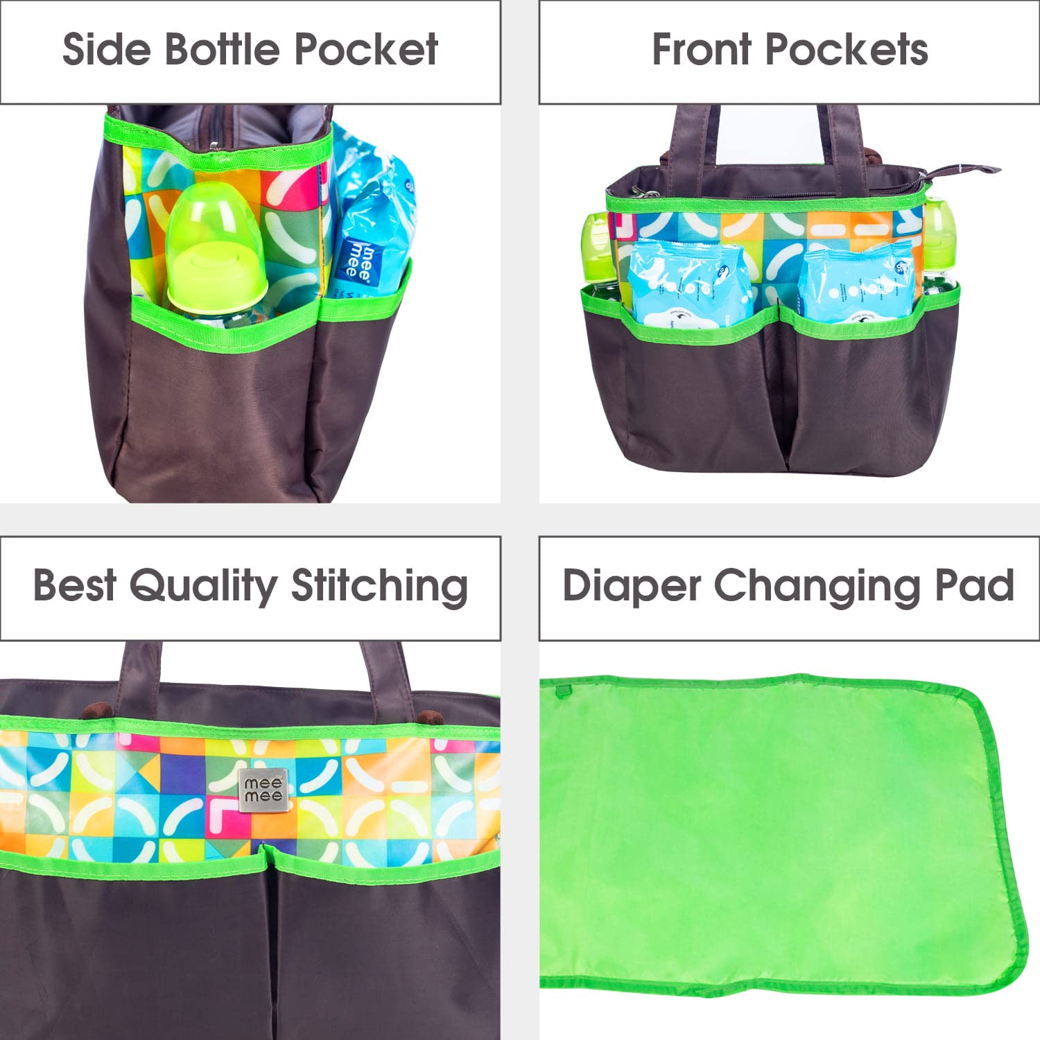 Mee Mee Baby Nursery Diaper Bag (2-Piece Diaper Bag Set, Green