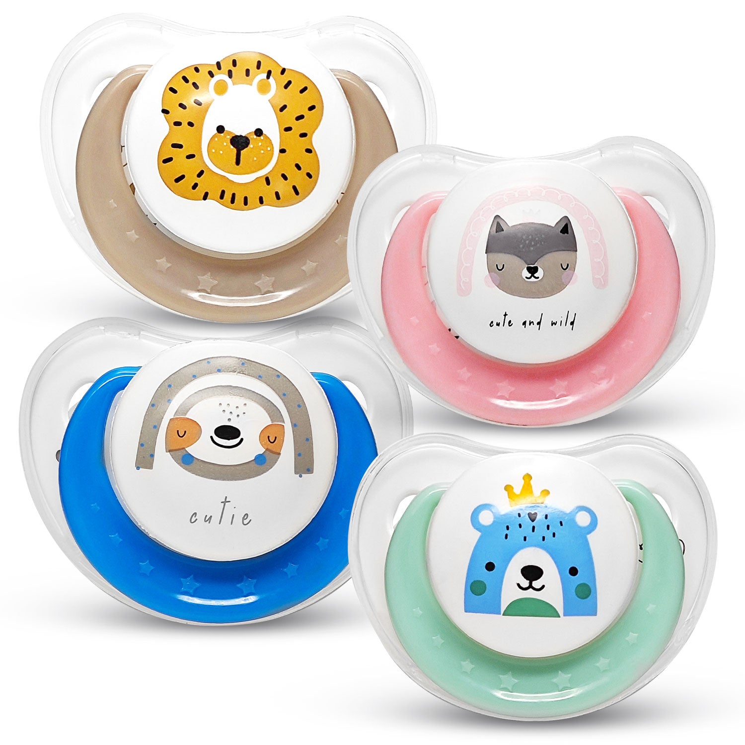 Mee Mee Animal Pals Pacifiers - Pack of 4 Adorable Designs for Happy B ...