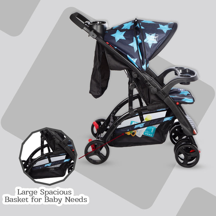 Mee Mee Advanced Baby Pram with Shock Absorber Wheels (Blue) Me N Moms