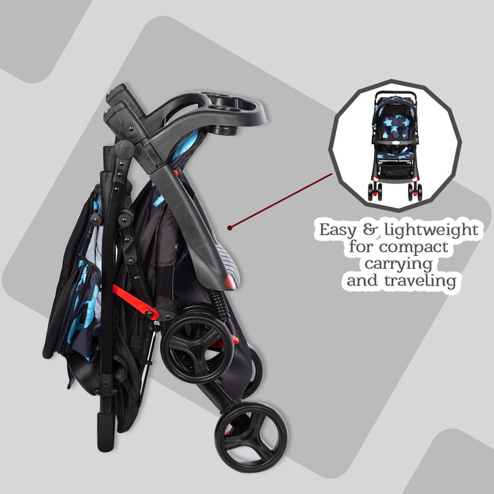 Mee Mee Advanced Baby Pram with Shock Absorber Wheels (Blue) Me N Moms