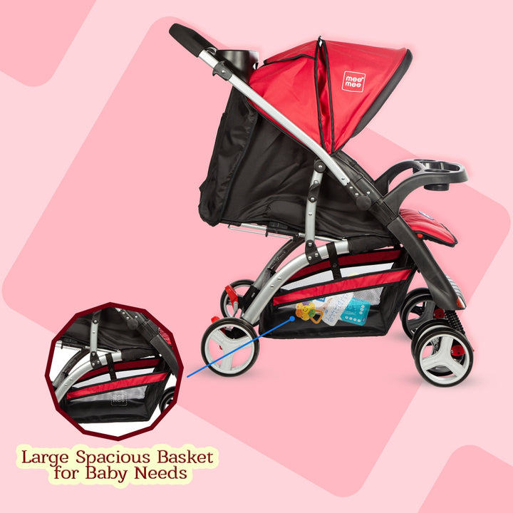 Advanced Baby Pram with Shock Absorber Wheels (Red) Me N Moms