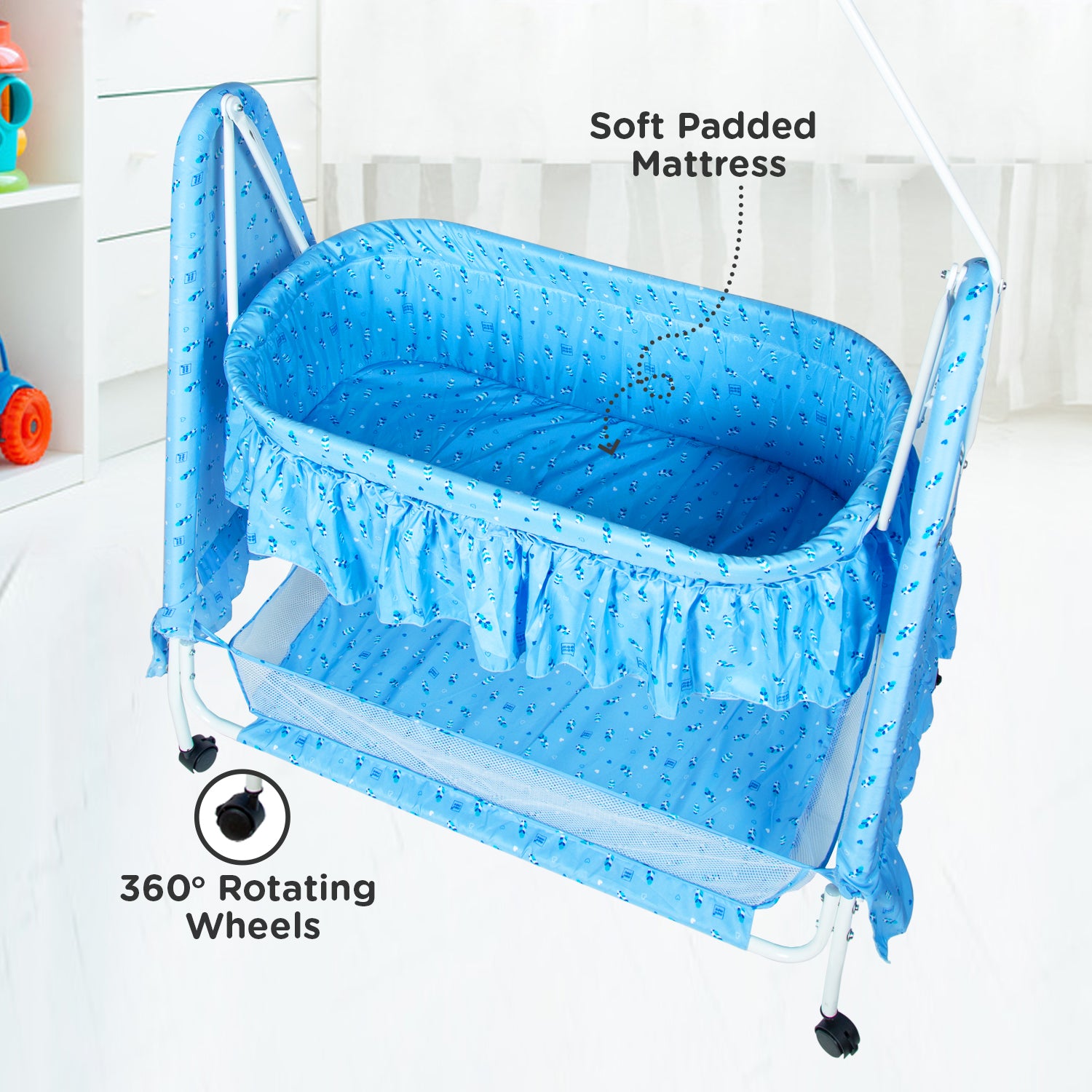 Mee mee baby cradle with swing and mosquito net 2025