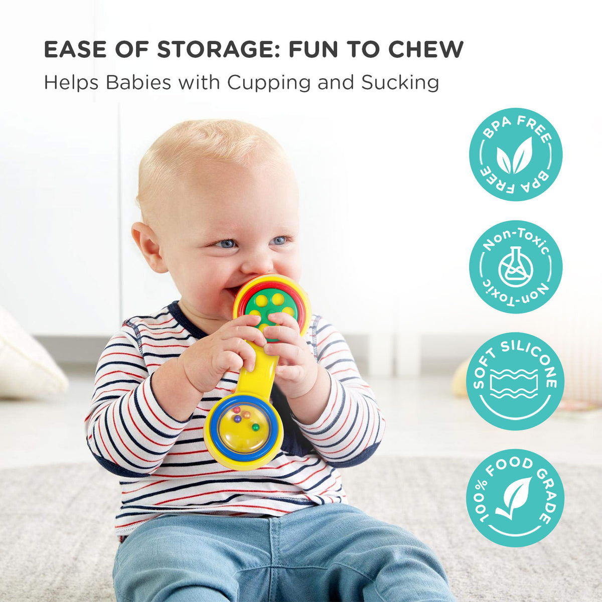 Mee Mee BPA Free Baby Rattles Set, Rattle Gift Set, Made of Food Grade Plastic, Grab Rattles and Soothing Teethers for Babies & Infants, Early Age Toys for Kids, Girls & Boys (Pack of 7, Multicolor)
