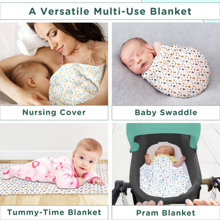 Mee Mee 100% Muslin Cotton Swaddle Wrappers for Newborn (3 Pcs Set)