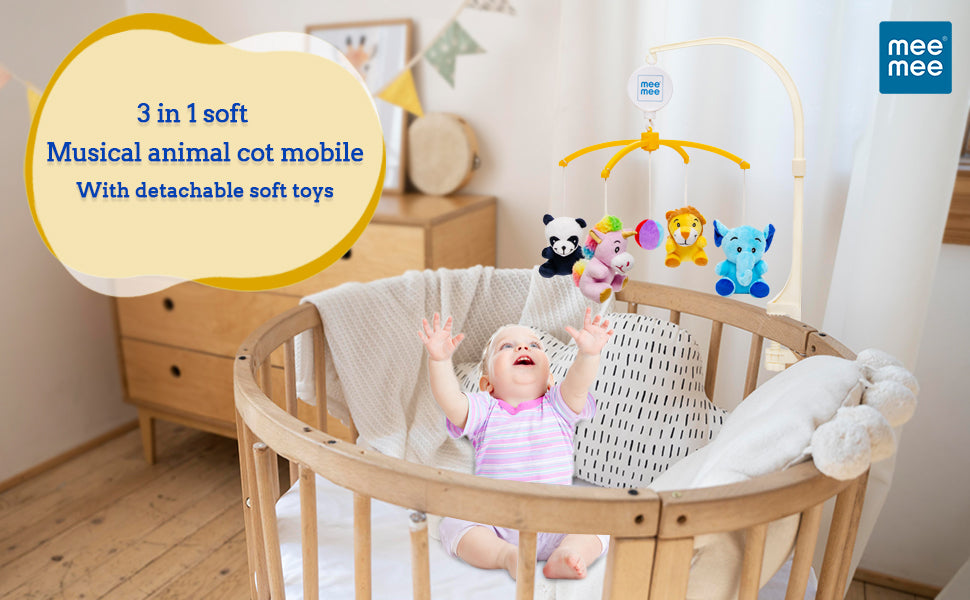 Buy 3 in 1 Soft Musical Animal Cot Mobile Online in India Me n Moms