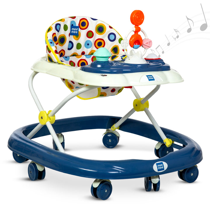 Mee Mee Blue Baby Walker With 3 Level Adjustable Height | For 6 - 18 Months