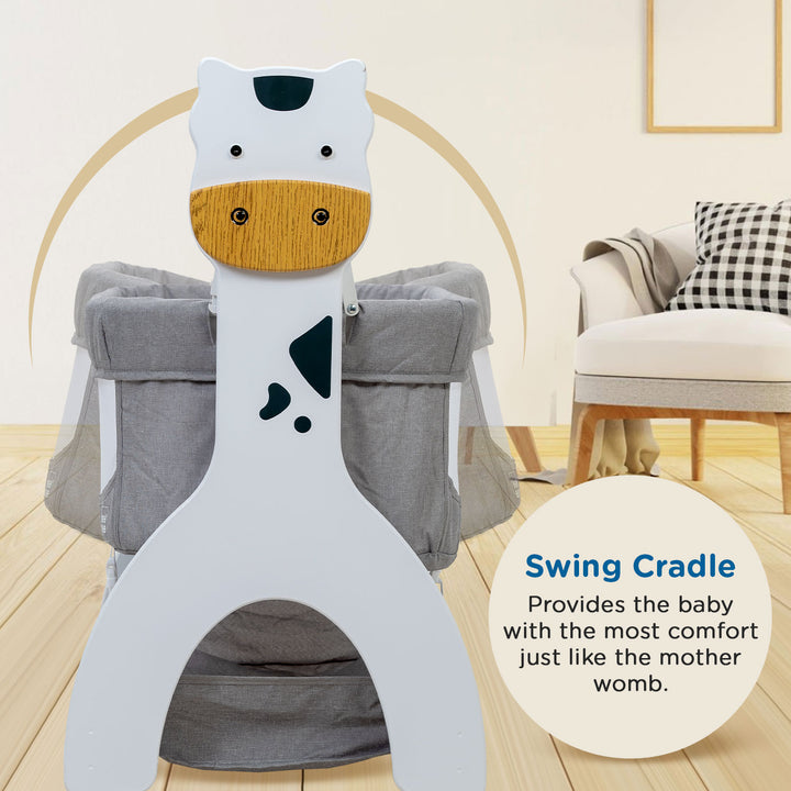 Mee Mee Manual Swing Cradle provides maximum comfort for babies, offering a cozy and soothing sleeping space.